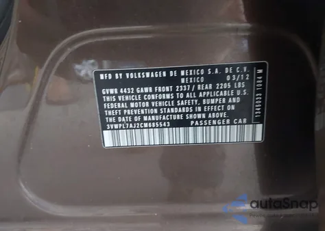 2012 Volkswagen Jetta Sportwagen 2.0L Tdi from USA, damaged, VIN 3VWPL7AJ2CM685543